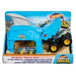 Großhandel ✨ Hot Wheels Monster Trucks "Shark" Startrampe Spielset Inkl. 2 Spielzeugautos 🔥