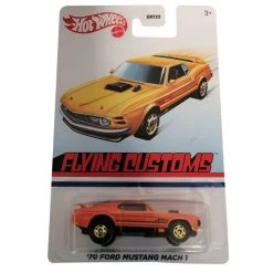Auslauf 👏 Mattel GRT35 Hot Wheels '70 Ford Mustang Mach 1 Flying Customs Orange Metallic Modellauto Maßstab 1:64 Spielzeugauto 🥰