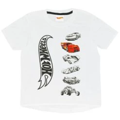 Bestpreis 💯 Hot Wheels - Stacked Cars T-Shirt Für Mädchen PG690 (134) (Weiß) ⭐