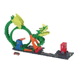 Rabatt ⭐ Hot Wheels City Drachen-Angriff Looping Set, Zubehör Inkl. 1 Spielzeugauto ⌛