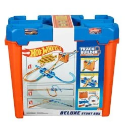 Bester Verkauf ⭐ Hot Wheels Track Builder Unlimited Mega Stunt Box, Autorennbahn Mit 2 Autos 🔔